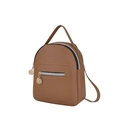 Mini zaino in pelle PU marrone con tasche multiple e spallacci regolabili - Marrone