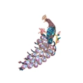 Luxurious peacock brooch with colorful crystals and enamel on a vintage gold base - Opening Peacock/Multi-color Rhinestone (A042-A)