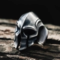 Spartanischer Helm Offener Ring in Vintage-Silberoptik mit gebürsteter Metalltextur - Einstellbar Offen / Spartanischer Helm Ring