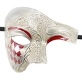 Detail of Venetian masquerade mask with silver crackle finish and red diamond pattern - Red Checkered