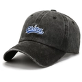 Gorra de béisbol de mezclilla negra lavada vintage con bordado China y parte superior suave - Ajustable / Negro