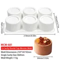 6-cavity round silicone mousse mold for chocolate and cakes, 218x145x43mm size - 6-Cavity Round Groove Cup MCM-681