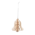 3D wooden bell ornament with laser-cut design and silver string for Christmas decor - Wooden 3D Hollow Bell