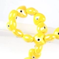 Perline a cuore in ceramica gialla fatte a mano con motivi malocchio per gioielli DIY - 13x14mm / Giallo