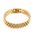 Pulsera para hombre de acero inoxidable dorado con eslabones de estilo reloj pulido - Pulsera / Dorado