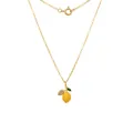Collana in acciaio dorato con pendente limone in resina gialla e foglia in zircone verde - Collana d'Oro al Limone con Zirconia Bianca (TXP288-5)
