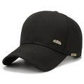 Classic black cotton baseball cap featuring vintage bronze SPORTS STYLE metal emblem - Mountain Label Black