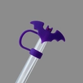 Purple bat silicone straw topper protector for Stanley cups on clear drinking straw - Bat Purple / 10mm
