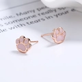 Pink cat claw earrings in 925 sterling silver with rose gold finish for women - 925 Silver / Rose Gold Color (Ear Plug Style)