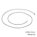 Detailed specs of stainless steel bead chain: 450mm length, 1.5mm diameter, 2g weight - 1.5mmx450mm(KN93483-Z)
