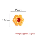 Orange resin flower charm with white spots and red center, DIY accessory 15x13mm - Jam Cookie