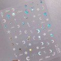 Holographic silver 5D star and moon nail stickers for manicure art design TL-054 - Star Moon Relief (TL-054)