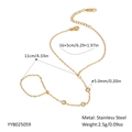 Tabla de tallas detallada para pulsera de mano de acero inoxidable dorado con circones - Dorado (YYB025059)