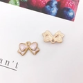 Pink enamel and gold textured bow charm pendants for DIY earring jewelry making - Pink Bowtie (15.5x10mm)