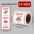 Rouleau de 50 autocollants de Noël avec rennes pour sceller cadeaux et bricolage - LY-1032 (Bord Rouge Fond Blanc)