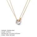 Two-tone stainless steel necklace with interlocking gold and silver geometric rings - Two Colors