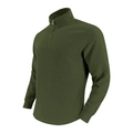 Detail der armygrünen Waffelstrick-Textur am Herren-Sweatshirt mit 1/4-Reißverschluss - S / Tops / Armeegrün