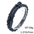 Bracciale punk nero da uomo con catena bizantina e cavo d'acciaio 210x7mm - Nero (KB208455-KFC)