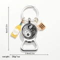 Detail of Yin Yang beer bottle opener keychain showing dimensions 8cm length and 28g weight - Classic Taiji (Style 8)