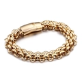 Auffälliges geflochtenes Edelstahl-Kettenarmband für Herren in glänzendem Gold - Goldenes Geflochtenes Modell (KB92435-BD)
