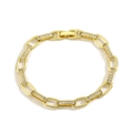 18K gold plated chain bracelet with U-shaped links and sparkling cubic zirconia stones - Gold Bracelet