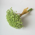 Artificial baby's breath bouquet in yellow-green tied with kraft paper and twine - Green
