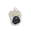Cartoon Shar-Pei dog charm in beige enamel with silver metal ring for collars - 25mm / Shar Pei