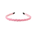 Pink beaded crystal headband with slim design and elegant woven beads on white background - 124 Beaded-Pink