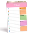 Planificador diario de espiral minimalista con secciones de colores y listas de tareas - A5(220x140mm) / Rosa