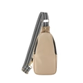Elegante marsupio beige in similpelle con tracolla in nylon a motivi geometrici - Cachi