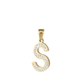 Collier en acier inoxydable doré avec pendentif lettre S serti de cristaux brillants - S