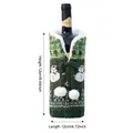 Knitted green Christmas wine bottle cover with snowman patterns and faux fur collar - Knitted Square Cover-Green