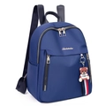 Dunkelblauer Oxford Rucksack für Damen mit Bärenanhänger und großem Stauraum - Blau