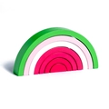 Rainbow wooden stacking toy blocks in green, pink, white, and dark red colors - 6-Piece Set / Small Rainbow 3 (Red/Green)