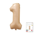 18 inch cream beige number 1 shaped foil balloon in retail card packaging for birthday decor - 40-inch Caramel-colored Bag With Paper Card