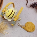 Yellow corduroy pet harness and leash set featuring an adorable 3D plush honeybee - Size S (2-6) / Yellow
