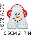 Close-up of letter A snowman embroidery patch with earmuffs and orange carrot nose - Letter A
