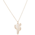 Detalle del collar con colgante de cactus hueco bañado en oro con acabado pulido fino - Dorado