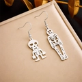 Orecchini a goccia con teschio in acciaio inossidabile argento con trama metallica - Stile Teschio (E5790 Colore Acciaio)