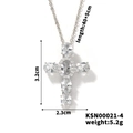 Detailed silver cross pendant with dimensions 3.2x2.3cm and 40+5cm adjustable chain - Clear White