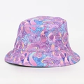 Fashionable bucket hat with colorful psychedelic mushroom and eye print pattern - M (56-58cm) / Psychedelic Mushroom Eyes (#28)