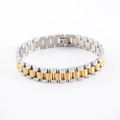 Pulsera bicolor de eslabones en acero inoxidable plateado y dorado con cierre plegable - Bicolor (Oro y Plata)