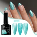 Macro detail of mint green thread shell nail gel with textured pearl finish on nails - Shell Thread Gel TS006 (Mint Green)