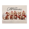 Christmas cotton linen placemat with five cute orange kittens in Santa hats - Christmas Ginger Cats-Beige