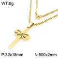 Golden stainless steel cross necklace with snake detail and box chain, 32x18mm pendant - Serpentine Infinity Wrapped Cross (KN295064-Z)