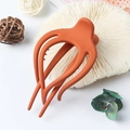 Pince à cheveux pieuvre minimaliste en terre cuite mate avec design ajouré - Rouge Orangé Mat