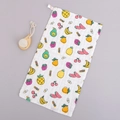 Soft six-layer cotton gauze baby towel featuring cute cartoon tropical fruit prints - Fruit Paradise