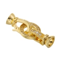 Gold plated heart pearl clasp with white zircon micro-pave for DIY jewelry making - VK199 Gold