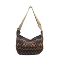 Sac bandoulière ethnique tissé à motif chevron et bandoulière réglable - Marron Sans Pendentif