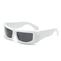 Y2K punk style square white sunglasses with dark grey lenses in 45-degree view - White Frame Gray Lens